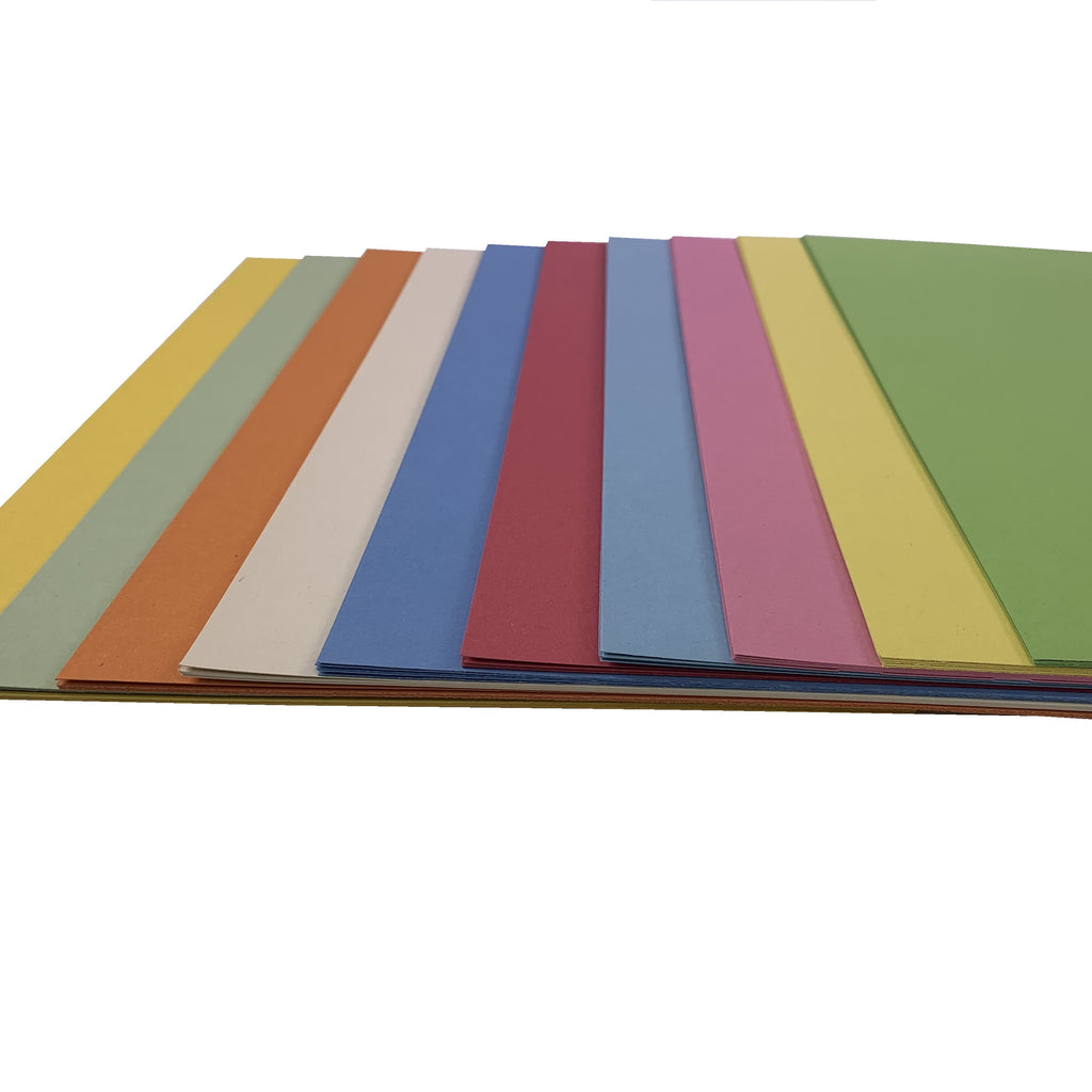 All Recycled Card collection featuring a variety of A4, A3, and A2 white and pastel cards, perfect for arts and crafts, 100% Recycled Card UK Made.