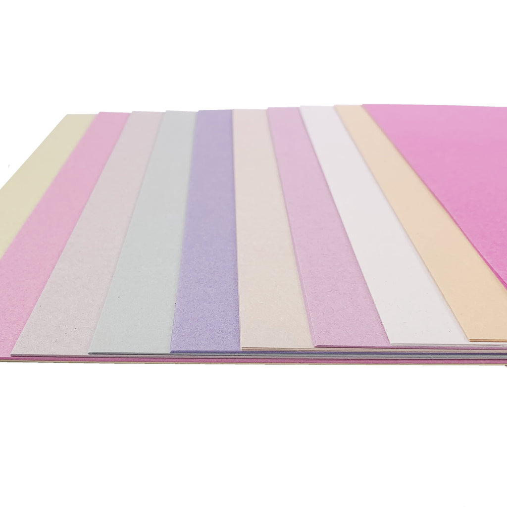 Collection of all recycled paper products showcasing different types such as blue sugar paper, white office copy paper, and various sugar paper shades, ideal for arts, crafts, and eco-friendly projects.