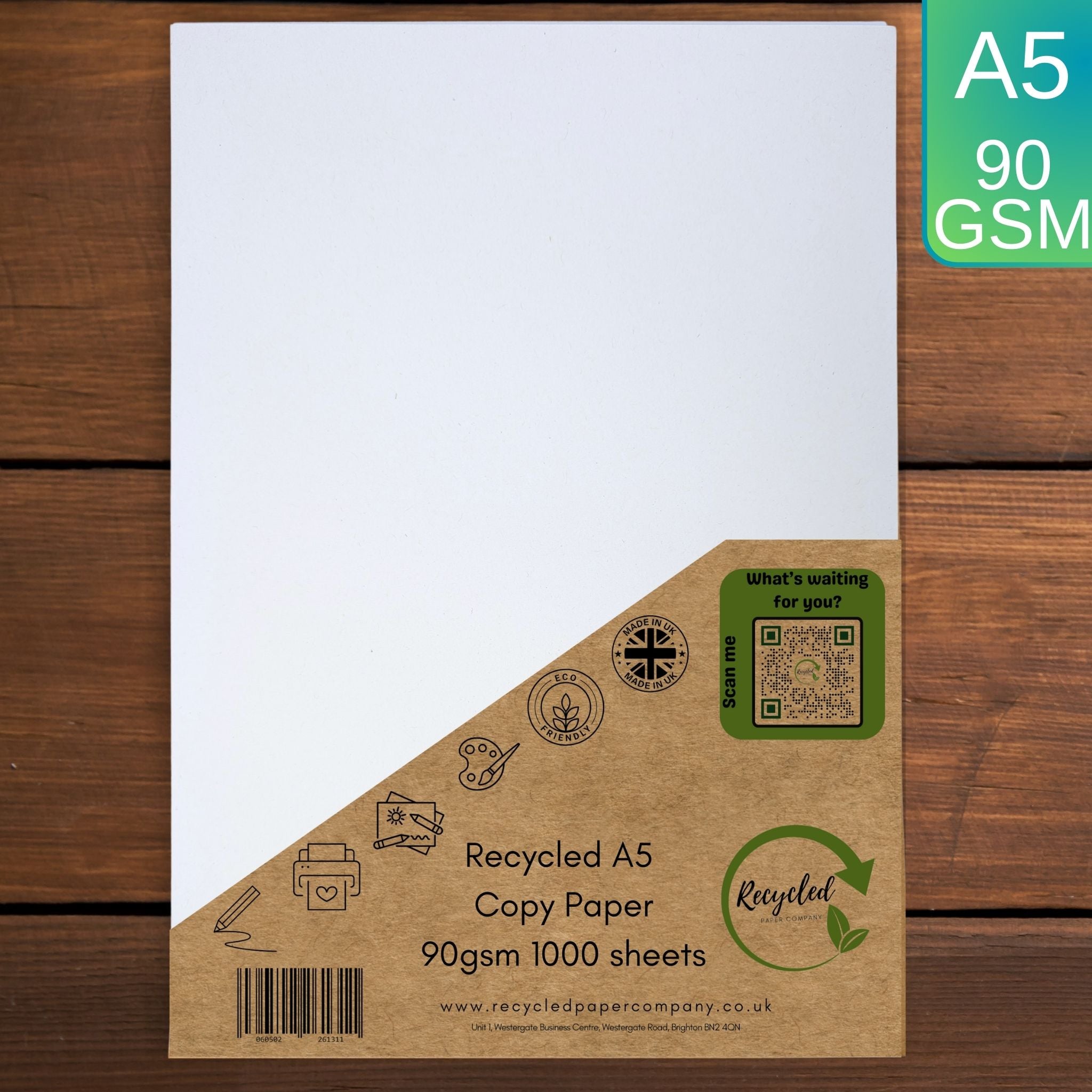 A5 Papper A5 100% Recycled Copy Printer Office Paper 1000 Sheets 90gsm White ...